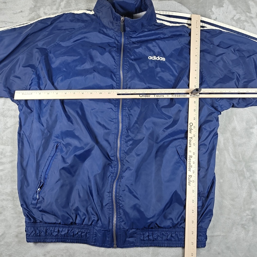 Vintage Adidas Windbreaker Mens Large Blue White Striped Track Jacket Skater Y2K - Picture 8 of 9